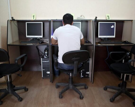 An internet cafe in Dushanbe, Tajikistan. June 28, 2011.