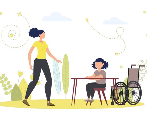 Disabled Schoolchild Education Vector Brochure